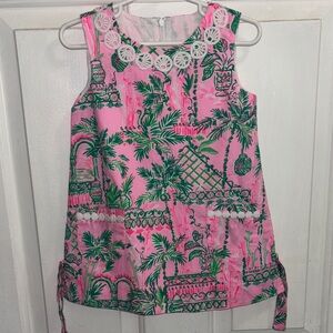 Lilly Pulitzer Pink Tropical Palm Print Sleeveless Dress Top